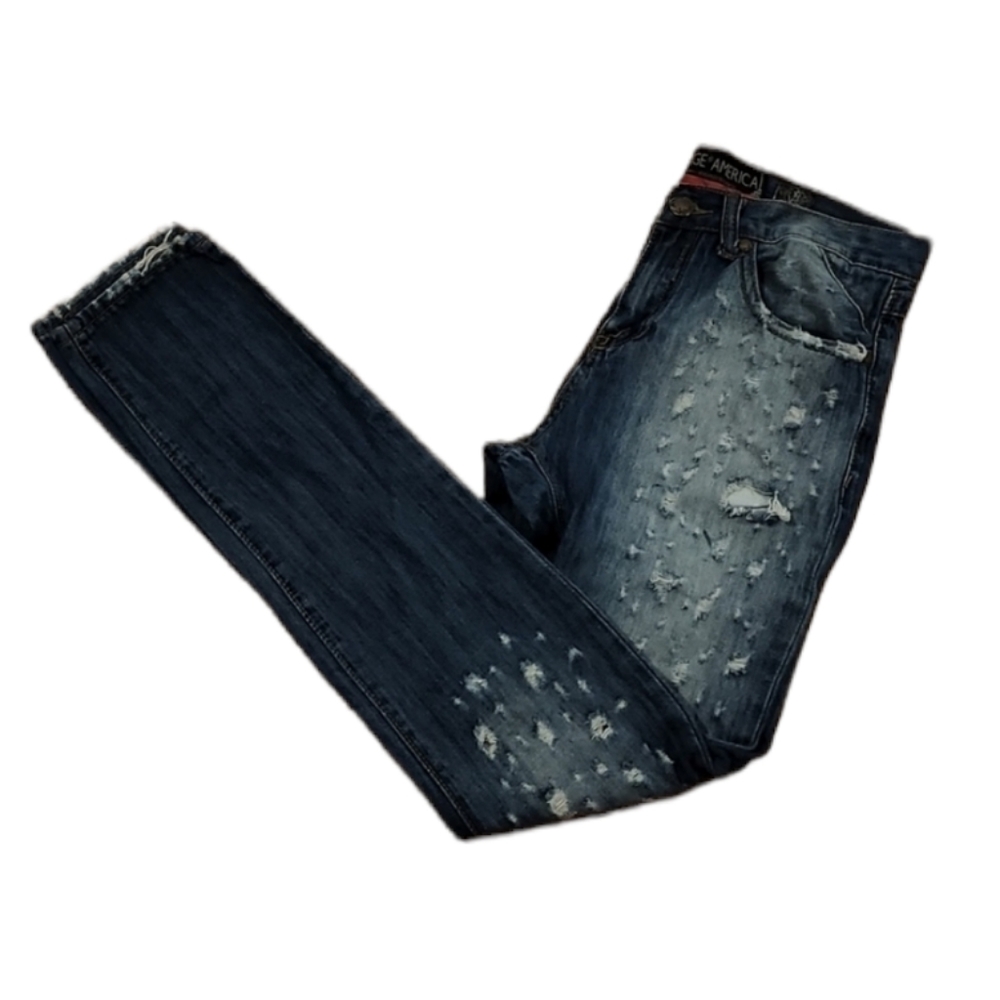 Heritage America Denim Distressed Blue Jeans 32